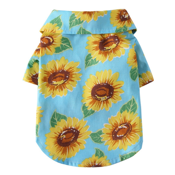 2 PCS Pet Beach Shirt Dog Print Spring And Summer Clothes, Size: L(Yellow Blue)