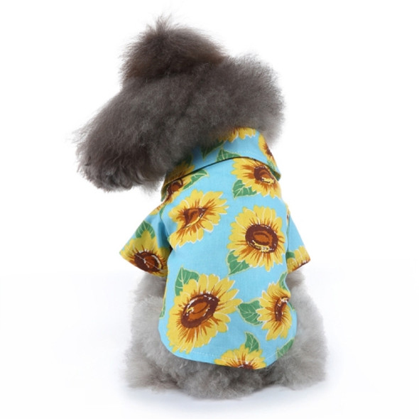 2 PCS Pet Beach Shirt Dog Print Spring And Summer Clothes, Size: L(Yellow Blue)