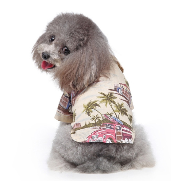 2 PCS Pet Beach Shirt Dog Print Spring And Summer Clothes, Size: L(Beige)