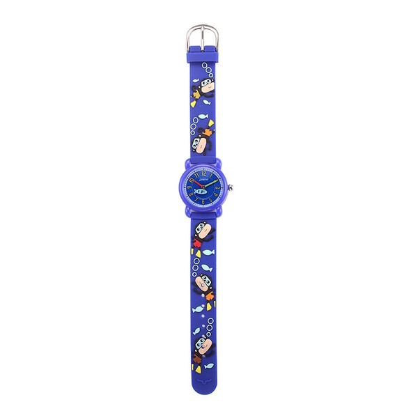 JNEW A335-86267 Children Cartoon 3D Diving Monkey Silicone Waterproof Quartz Watch(Dark Blue)