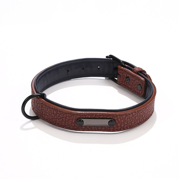 Pet Collar Leather Dog Collar Adjustable Dog Tag Anti-Lost Collar, Size: M 39 x 2.2cm(Brown)