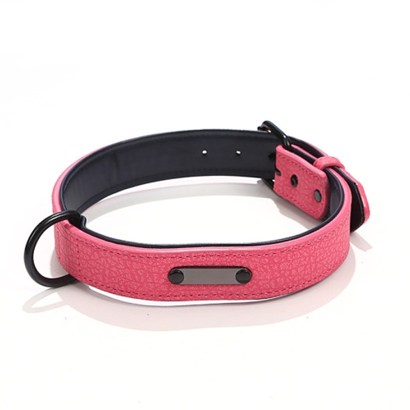 Pet Collar Leather Dog Collar Adjustable Dog Tag Anti-Lost Collar, Size: S 34 x 1.7cm(Rose Red)