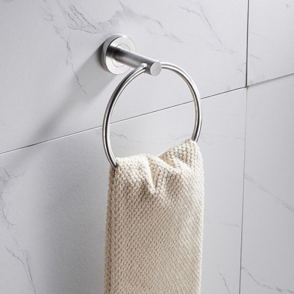 304 Stainless Steel With Grooved Bathroom Pendant Bathroom Shelf,Style: Wire Drawing  Towel Ring