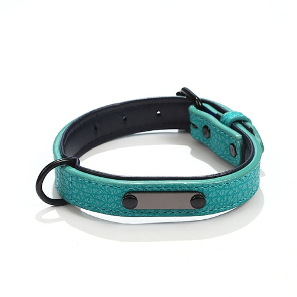 Pet Collar Leather Dog Collar Adjustable Dog Tag Anti-Lost Collar, Size: M 39 x 2.2cm(Green)