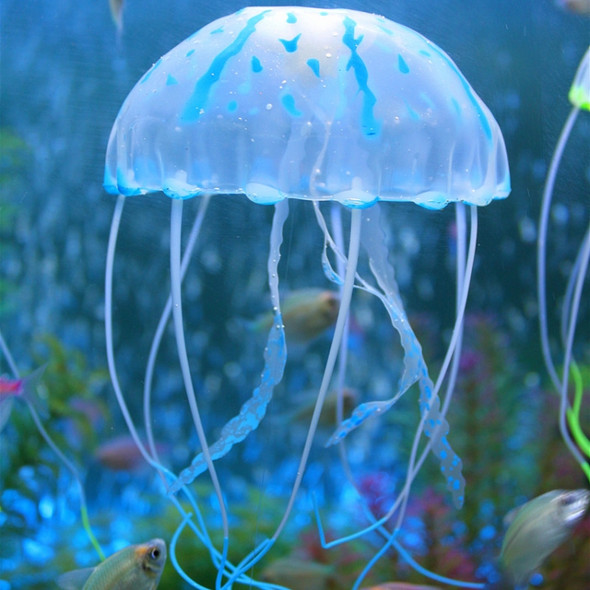 3 PCS Aquarium Articles Decoration Silicone Simulation Fluorescent Sucker Jellyfish, Size: 5*17cm (Blue)