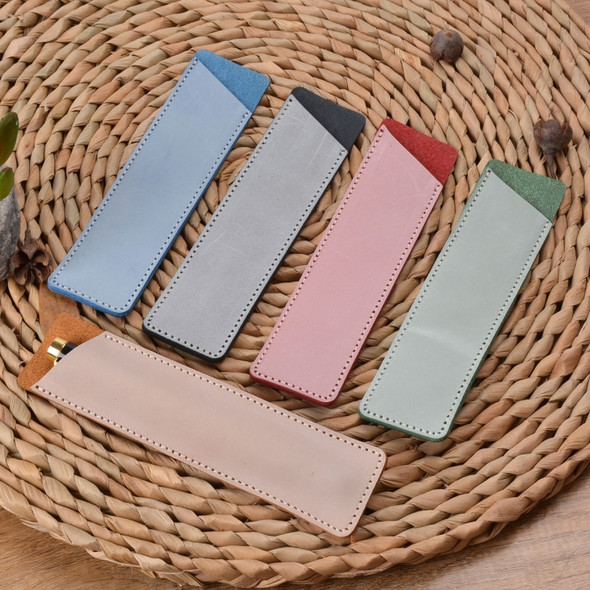 2 PCS Mori Series Handmade Leather Pencil Case Retro Pen Case Stationery(Fog Wax Red)