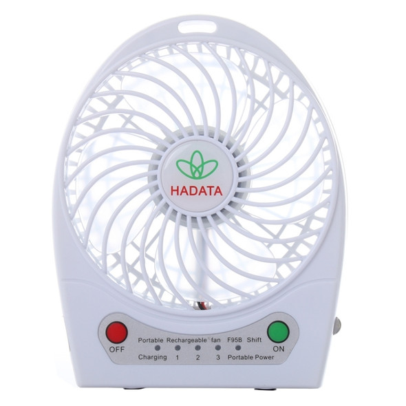 Hadata 4.3 inch Portable USB / Li-ion Battery Powered Rechargeable Fan with Third Wind Gear Adjustment & Clip(White)