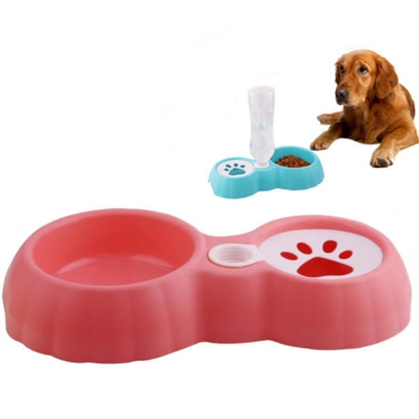 5 PCS Pet Double Bowl Food And Drinker Cat And Dog Feeder Non-Wet Mouth Drinker( Pink)