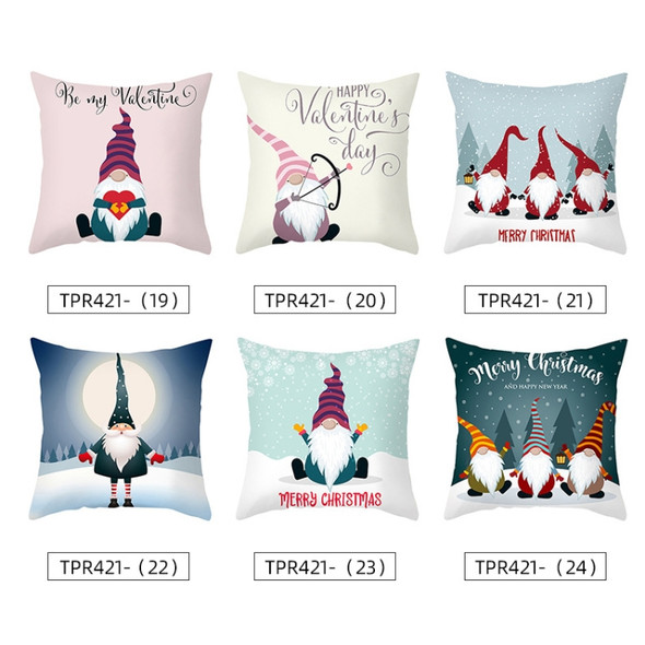 3 PCS Cartoon Printed Christmas Pillowcase Peach Skin Home Sofa Pillow Cover, Without Pillow Core, Size: 45x45cm(TPR421-22)