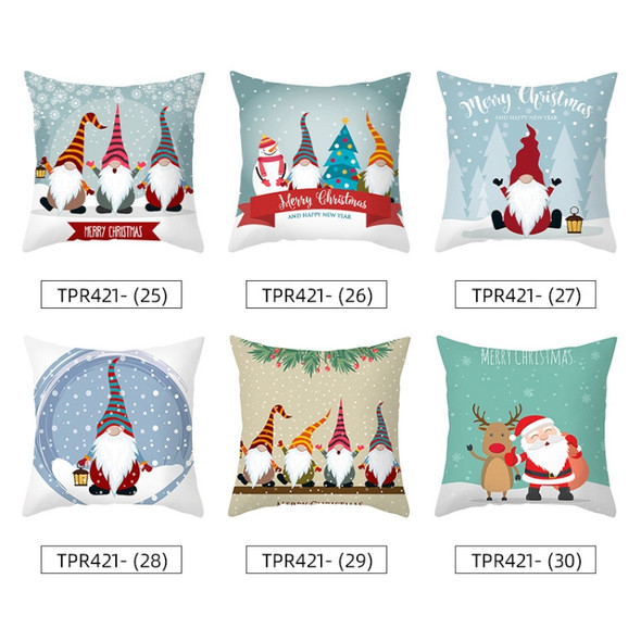 3 PCS Cartoon Printed Christmas Pillowcase Peach Skin Home Sofa Pillow Cover, Without Pillow Core, Size: 45x45cm(TPR421-25)