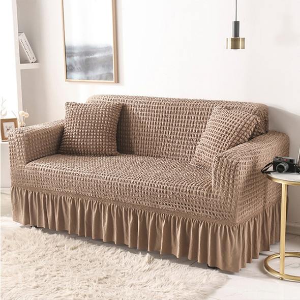 Living Room Stretch Full Coverage Skirt Style Sofa Cover, Size: Double M 145-185cm(One-color Egyptian Grey)