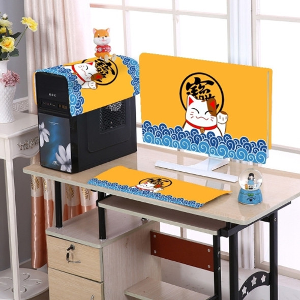 Desktop Computer LCD Monitor Cloth Dust-proof Cover, Size:24 inch(Yellow Cat)