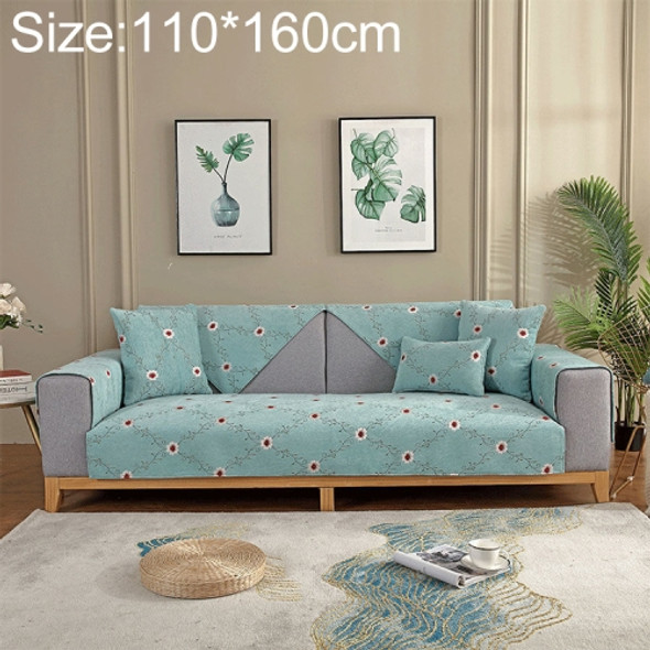 Four Seasons Universal Chenille Non-slip Full Coverage Sofa Cover, Size:110x160cm(Flower Sea Green)