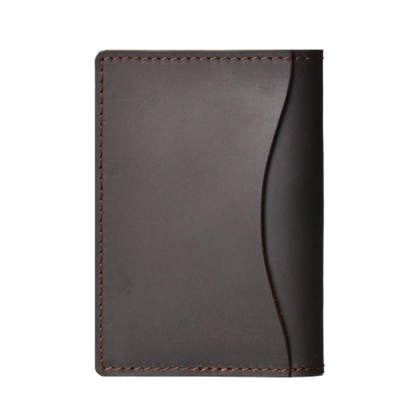 Cowhide Card Holder Simple Bank Card Storage Folder Membership Card Holder Wallet(Crazy Horse Skin Coffee)