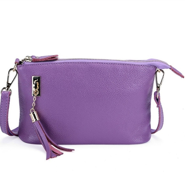 Ladies Fringed One-Shoulder Diagonal Bag Large-Capacity Casual Bag(Light Purple)