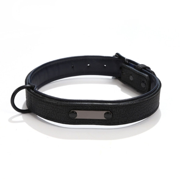 Pet Collar Leather Dog Collar Adjustable Dog Tag Anti-Lost Collar, Size: M 39 x 2.2cm(Black)