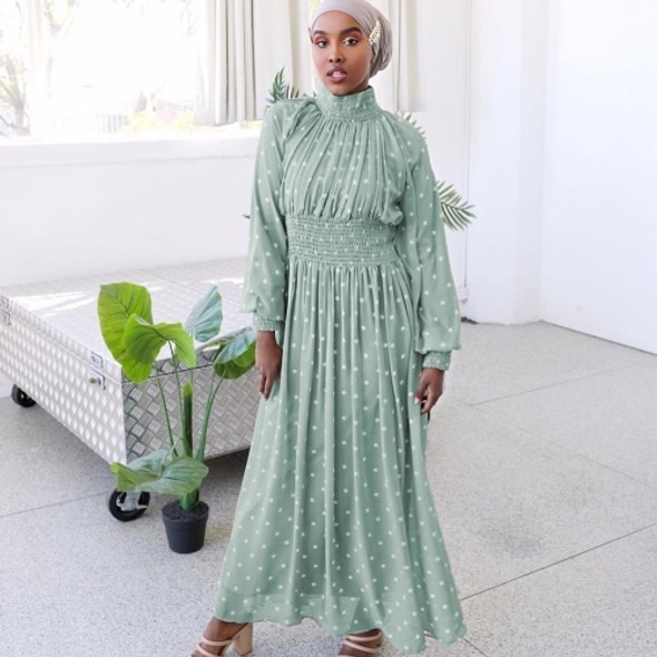 Women Fashion Dot Corset Long Dress (Color:Green Size:XL)