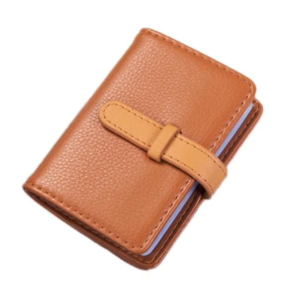 2 PCS PU Leather Credit Card Bag Portable Business Card Case(Apricot)