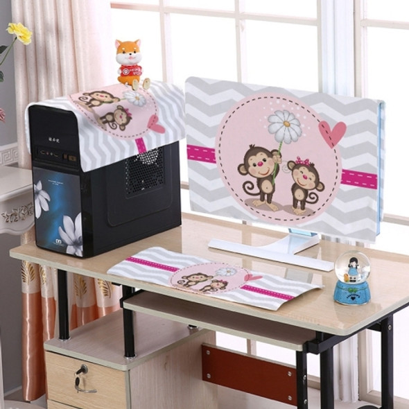 Desktop Computer LCD Monitor Cloth Dust-proof Cover, Size:24 inch(Cartoon Monkey)
