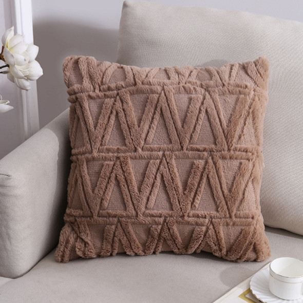 Double-Sided Plush Pillow Home Sofa Cushion Pillowcase, Size: 45x45cm Without Core(Brown Triangle)