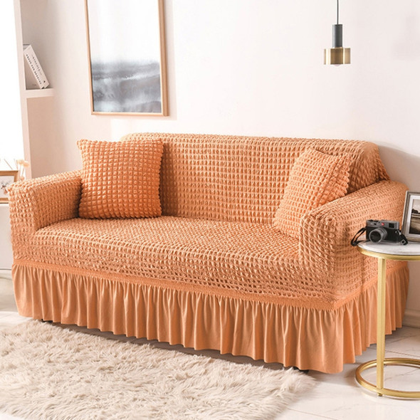 Living Room Stretch Full Coverage Skirt Style Sofa Cover, Size: Double M 145-185cm(One-color Orange)