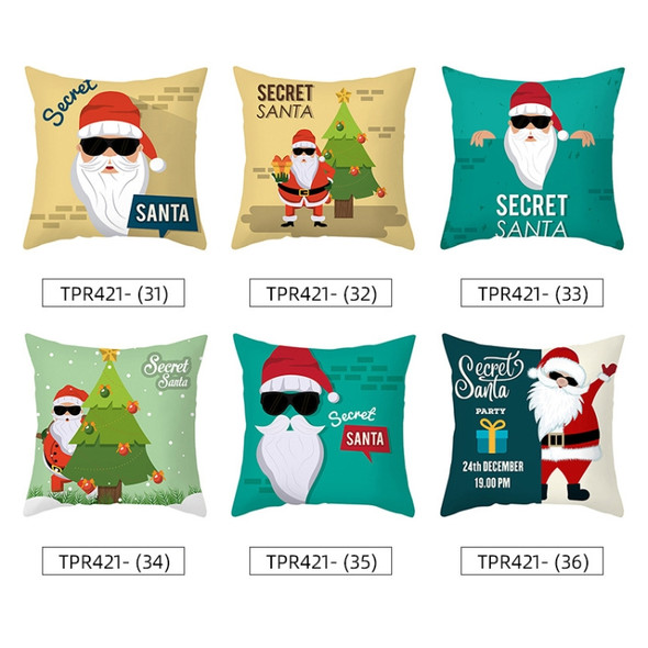 3 PCS Cartoon Printed Christmas Pillowcase Peach Skin Home Sofa Pillow Cover, Without Pillow Core, Size: 45x45cm(TPR421-36)