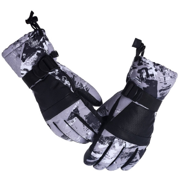 Unisex Skiing Riding Winter Outdoor Sports Touch Screen Thickened Splashproof Windproof Warm Gloves, Size: M(Gray)