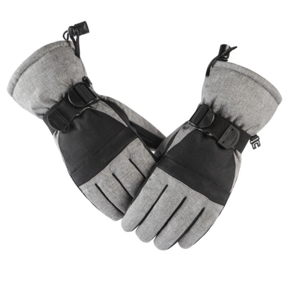 Unisex Skiing Riding Winter Outdoor Sports Touch Screen Thickened Splashproof Windproof Warm Gloves, Size: XS(Linen Light Gray)