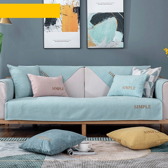 Four Seasons Universal Simple Chenille Non-slip Sofa Cover, Size:90x70cm(Sea Blue)