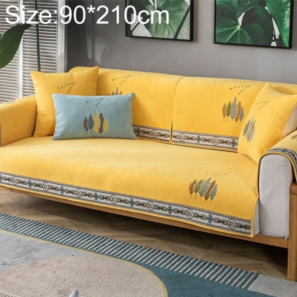 Four Seasons Universal Chenille Non-slip Full Coverage Sofa Cover, Size:90x210cm(Southern Flying Swallow Yellow)