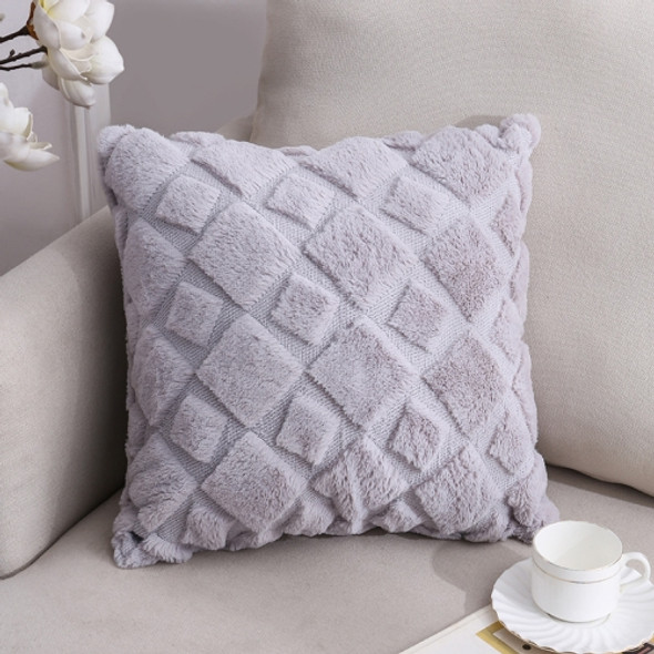 Double-Sided Plush Pillow Home Sofa Cushion Pillowcase, Size: 45x45cm Pillowcase + Core(Gray Square)