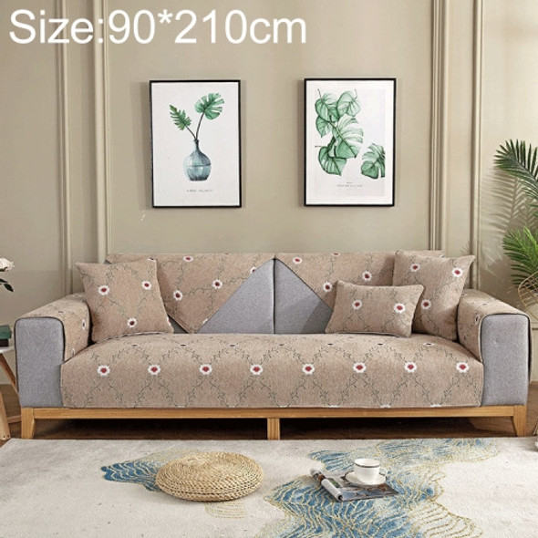 Four Seasons Universal Chenille Non-slip Full Coverage Sofa Cover, Size:90x210cm(Flower Sea Light Coffee)