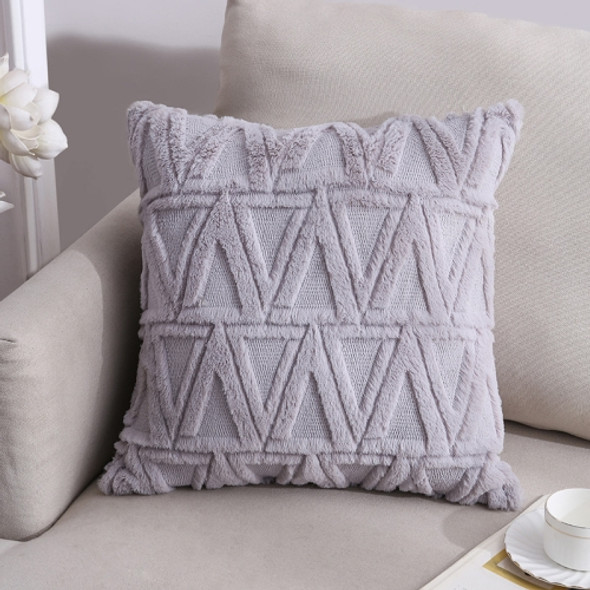 Double-Sided Plush Pillow Home Sofa Cushion Pillowcase, Size: 45x45cm Pillowcase + Core(Gray Triangle)