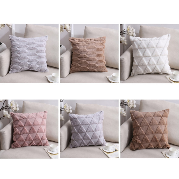 Double-Sided Plush Pillow Home Sofa Cushion Pillowcase, Size: 45x45cm Pillowcase + Core(Pink Positive Triangle)