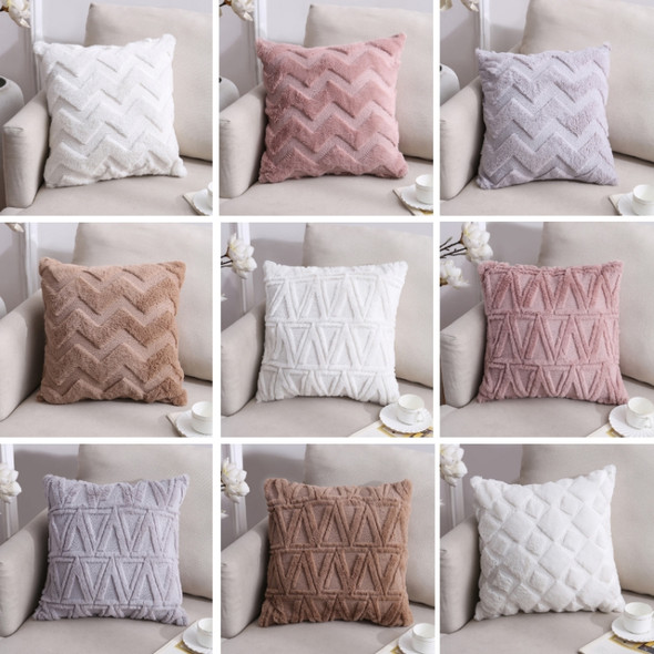 Double-Sided Plush Pillow Home Sofa Cushion Pillowcase, Size: 45x45cm Pillowcase + Core(White Triangle)