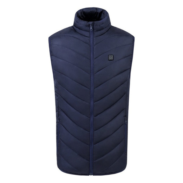 USB Security Smart Constant Temperature Fever Men Stand Collar Cotton Vest (Color:Blue Size:XXXXL)