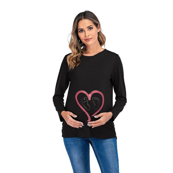 Love Printed Long Sleeve T-shirt (Color:Black Size:M)