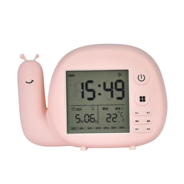 Creative Small Snail Multifunctional Smart Digital Alarm Clock(Pink)