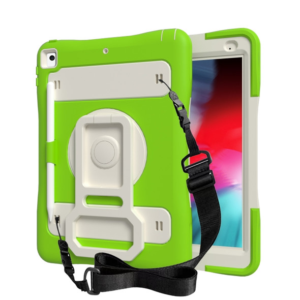 Silicone + PC Tablet Case with Lanyard & Pen slot & Holder For iPad 10.2 2021 / 2020 / 2019 & Air 3 / iPad Pro 10.5(Fluorescent Green)