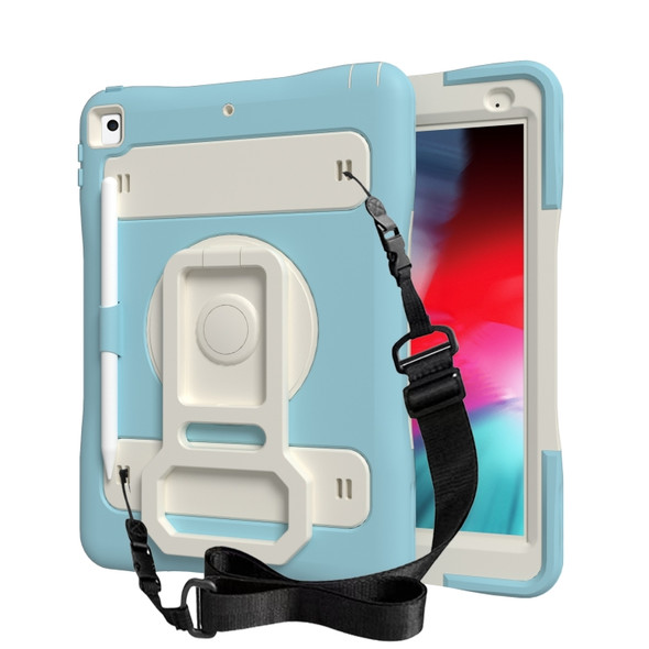 Silicone + PC Tablet Case with Lanyard & Pen slot & Holder For iPad 10.2 2021 / 2020 / 2019 & Air 3 / iPad Pro 10.5(Light Blue)
