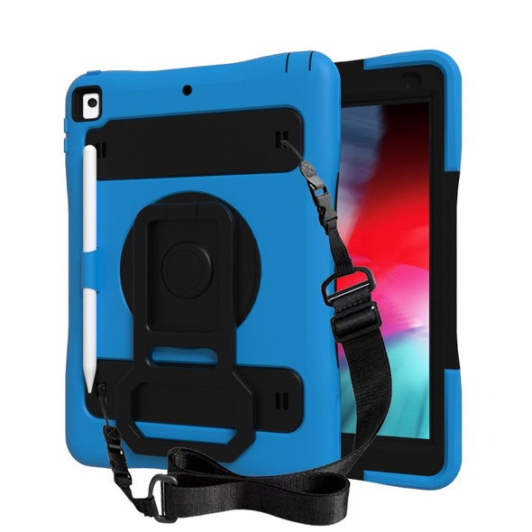 Silicone + PC Tablet Case with Lanyard & Pen slot & Holder For iPad 10.2 2021 / 2020 / 2019 & Air 3 / iPad Pro 10.5(Blue)
