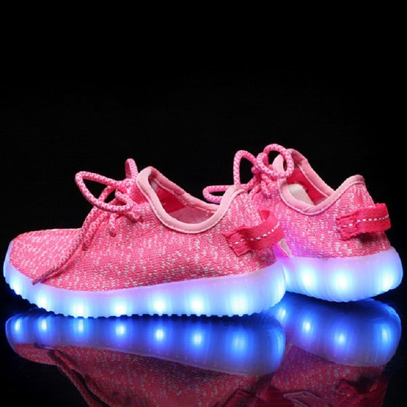 Low-Cut LED Colorful Fluorescent USB Charging Lace-Up Luminous Shoes For Children, Size: 33(Pink)