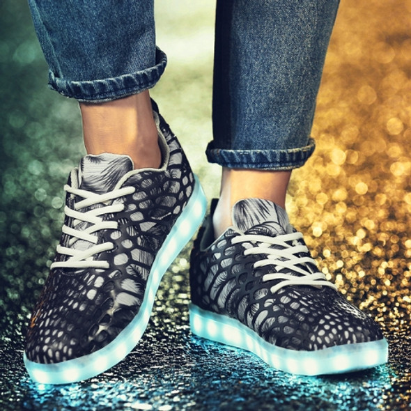 LED Colorful Light Shoes USB Charging Mesh Luminous Shoes, Size: 41(Gray)