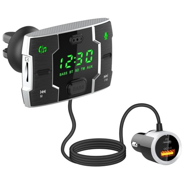 BC75 Wireless Car Bluetooth 5.0 FM Transmitter Hands-free Kit QC3.0 Dual USB PD Car Charger