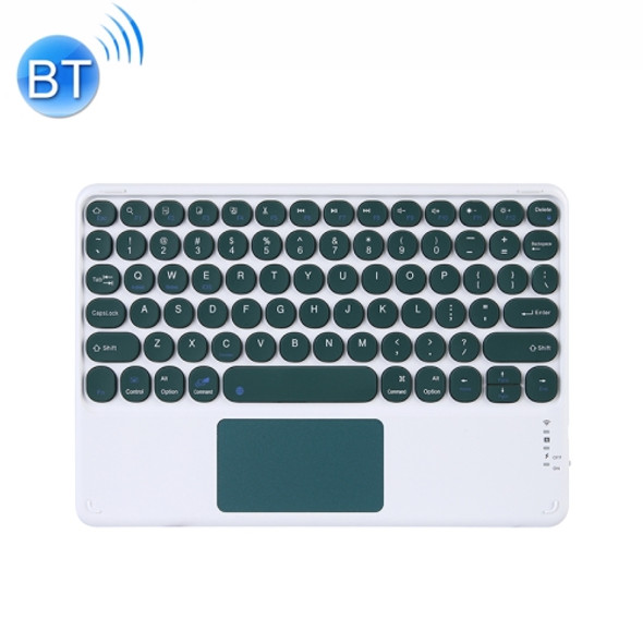 250C 10 inch Universal Tablet Round Keycap Wireless Bluetooth Keyboard with Touch Panel (Dark Green)