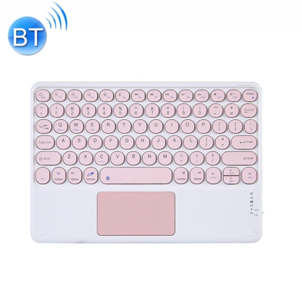 250C 10 inch Universal Tablet Round Keycap Wireless Bluetooth Keyboard with Touch Panel (Pink)