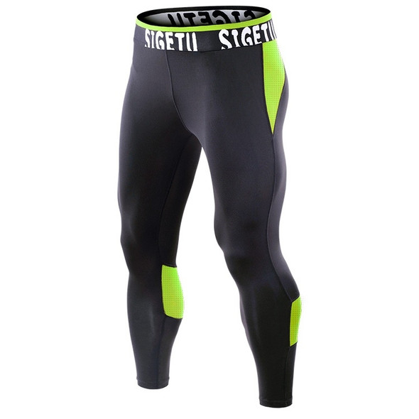 SIGETU Men Fitness Quick-drying Stretch Trousers (Color:Black Green Size:S)