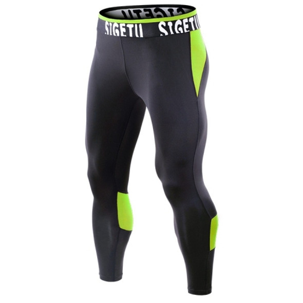 SIGETU Men Fitness Quick-drying Stretch Trousers (Color:Black Green Size:M)