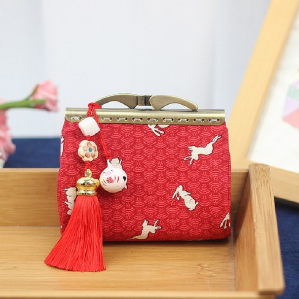 Handmade Cloth and Tuyere Gold Bag Ladies Retro Coin Purse(Red)