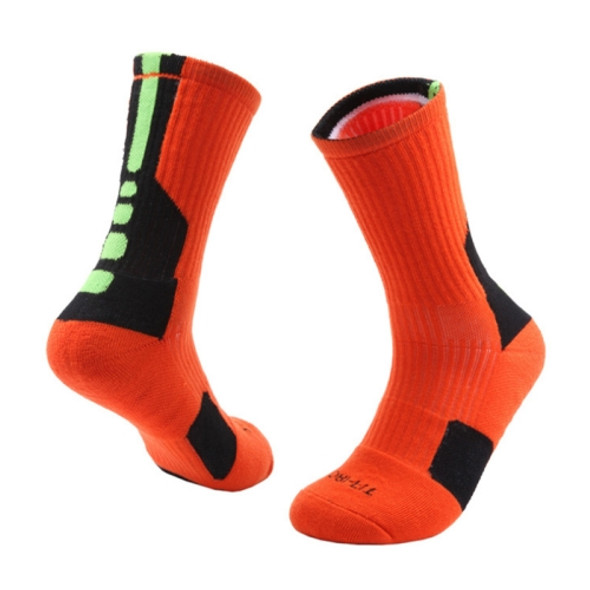 2 Pairs Adult Mid Tube Socks Thick Terry Basketball Socks, Size: Free Size(Orange)